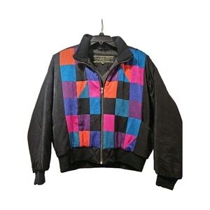 Vintage Retro 80’s 90’s Mulberry Street Lrg color block and black jacket